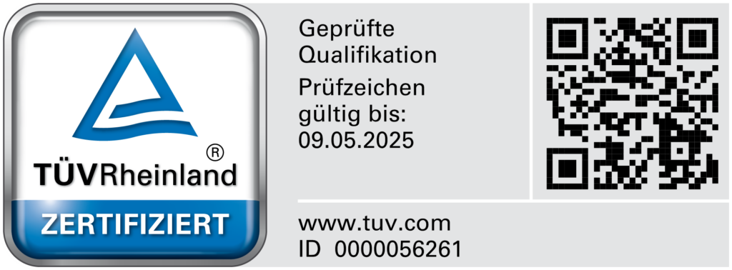TÜV Rheinland Siegel über geprüfte Qualifikation eines Datenschutzbeauftragten